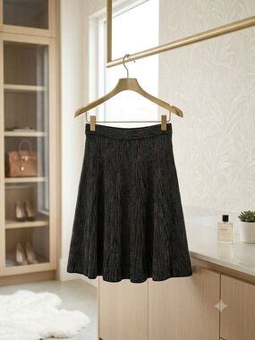Catherine Malandrino Black Textured Circle Skirt